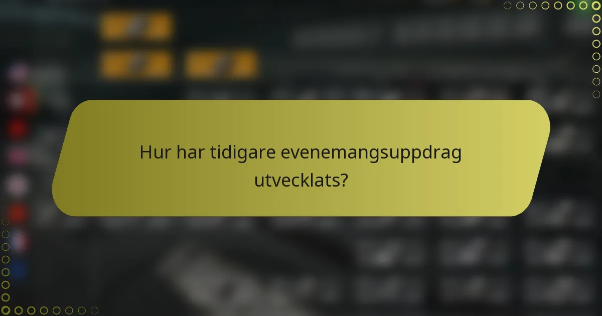 Hur har tidigare evenemangsuppdrag utvecklats?